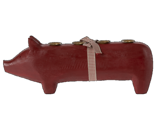 Wooden pig, Large - Red
