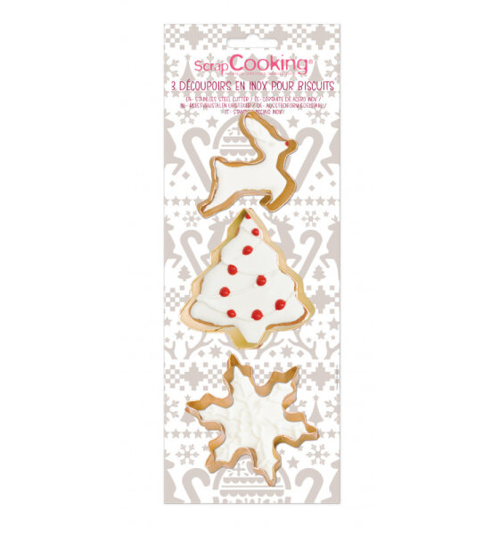 3 golden stainless steel cookie cutter Snowflake/Xmas Tree/Deer
