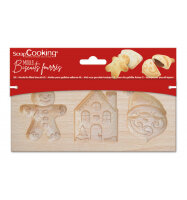 Wooden mold for filled biscuits "Christmas" -...