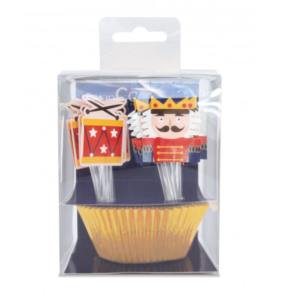 24 cupcakes cases + 24 cake toppers "Nutcracker"