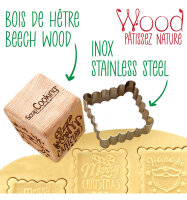 Engraved wooden cube "Xmas" for cookies + cutter