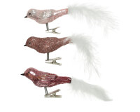 Vogel Glas emaille, Glitter white feather tail mix