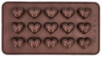 Chocolaterie, Herz, Einzelform ca. 2,5 cm, 21 x 11,5 cm, 2 Stück, BPA frei, Pralinen- und Schokoladenförmchen, aus lebensmittelechtem Silikon, mit Rezept
