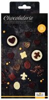 Chocolaterie, Ornamente, Einzelform ca. 2,5 cm, 21 x 11,5 cm, 2-teilig, BPA frei, Pralinen- und Schokoladenförmchen aus lebensmittelechtem Silikon, mit Rezept
