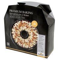 Premium Baking, Springform mit zwei Böden, Ø 26 cm, Höhe 9 cm, exzellente Marken-Antihaftbeschichtung und emaillierter Boden, mit Rezept