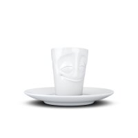 Espresso Mug mit Henkel - vergn&uuml;gt wei&szlig;