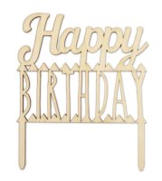 Wooden cake topper "Happy birthday"